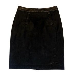 Black suede pencil skirt with black buttons (H&M)